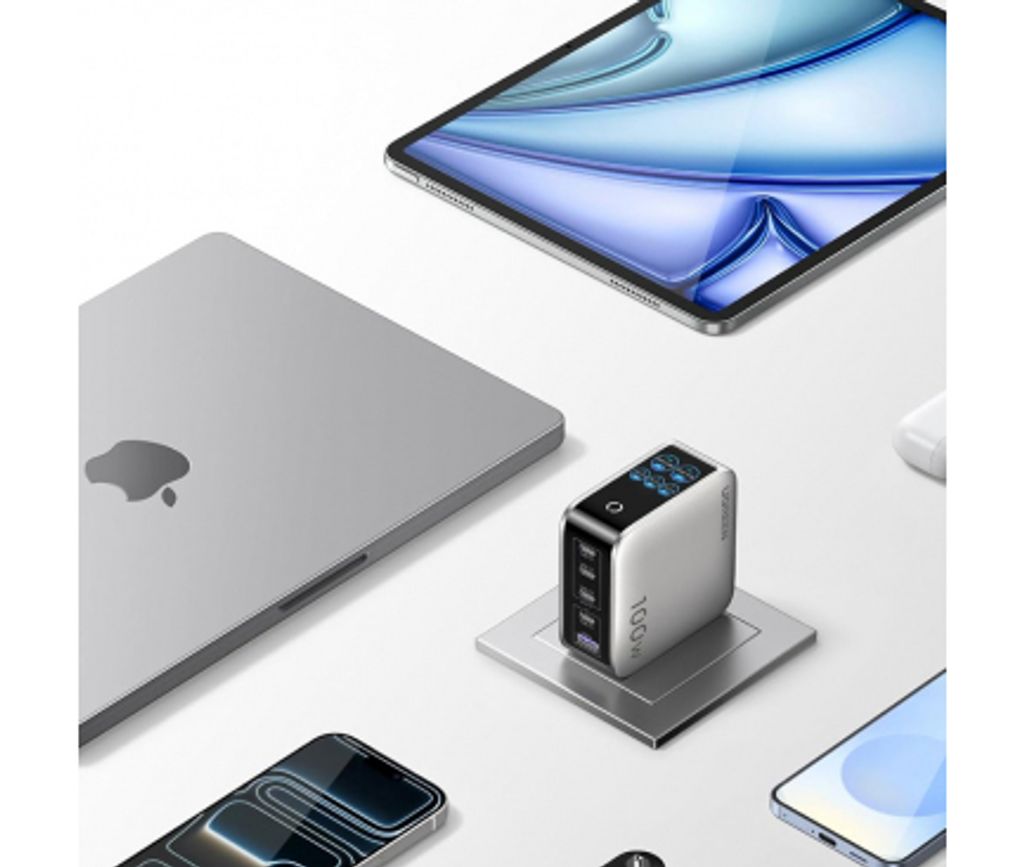 Ugreen X773 vægoplader 100W, 1 x USB-A / 4 x USB-C – grå