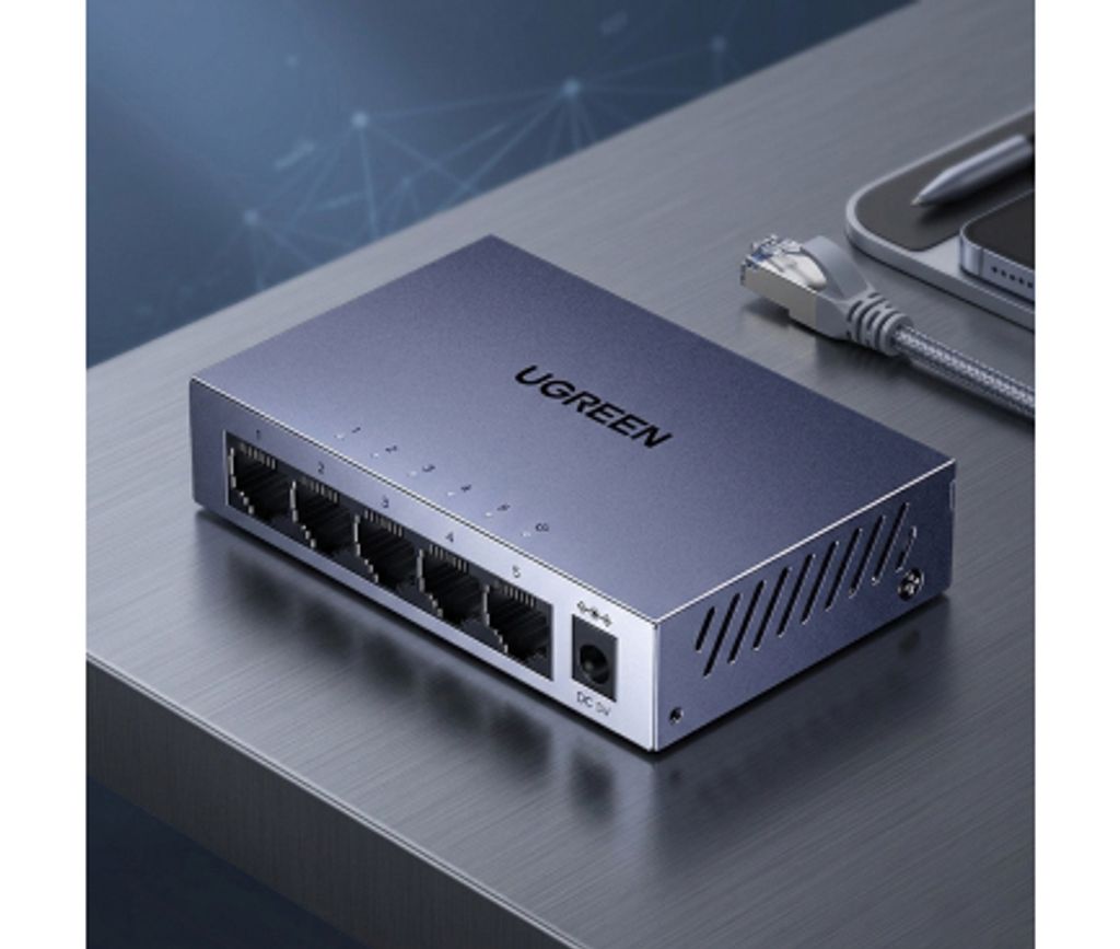 UGREEN CM933 ethernet-adapter 5x RJ45 – svart