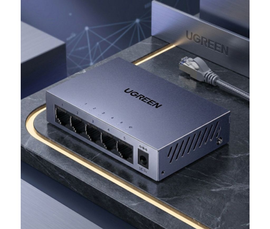 UGREEN CM933 ethernet-adapter 5x RJ45 – svart