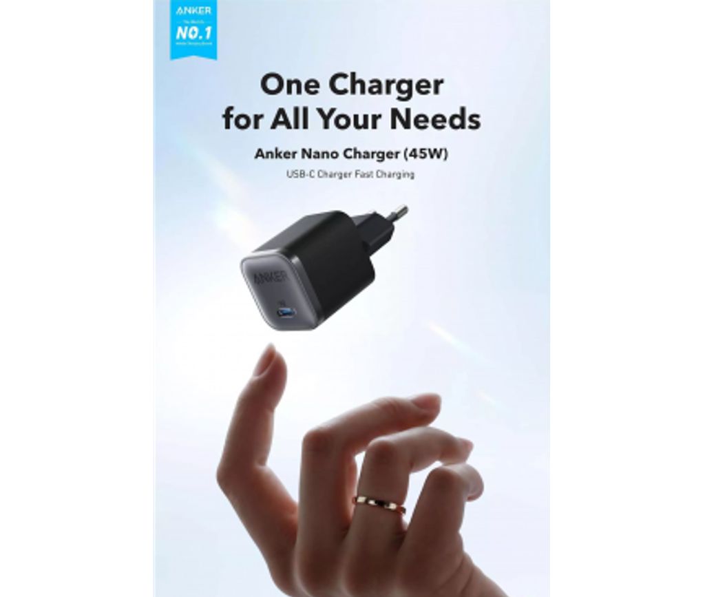 Anker Nano vægoplader 45W USB-C – Sort