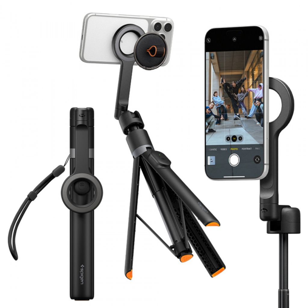 Spigen S582W Bluetooth Selfiekeppi ja Kolmijalka 165cm - Musta