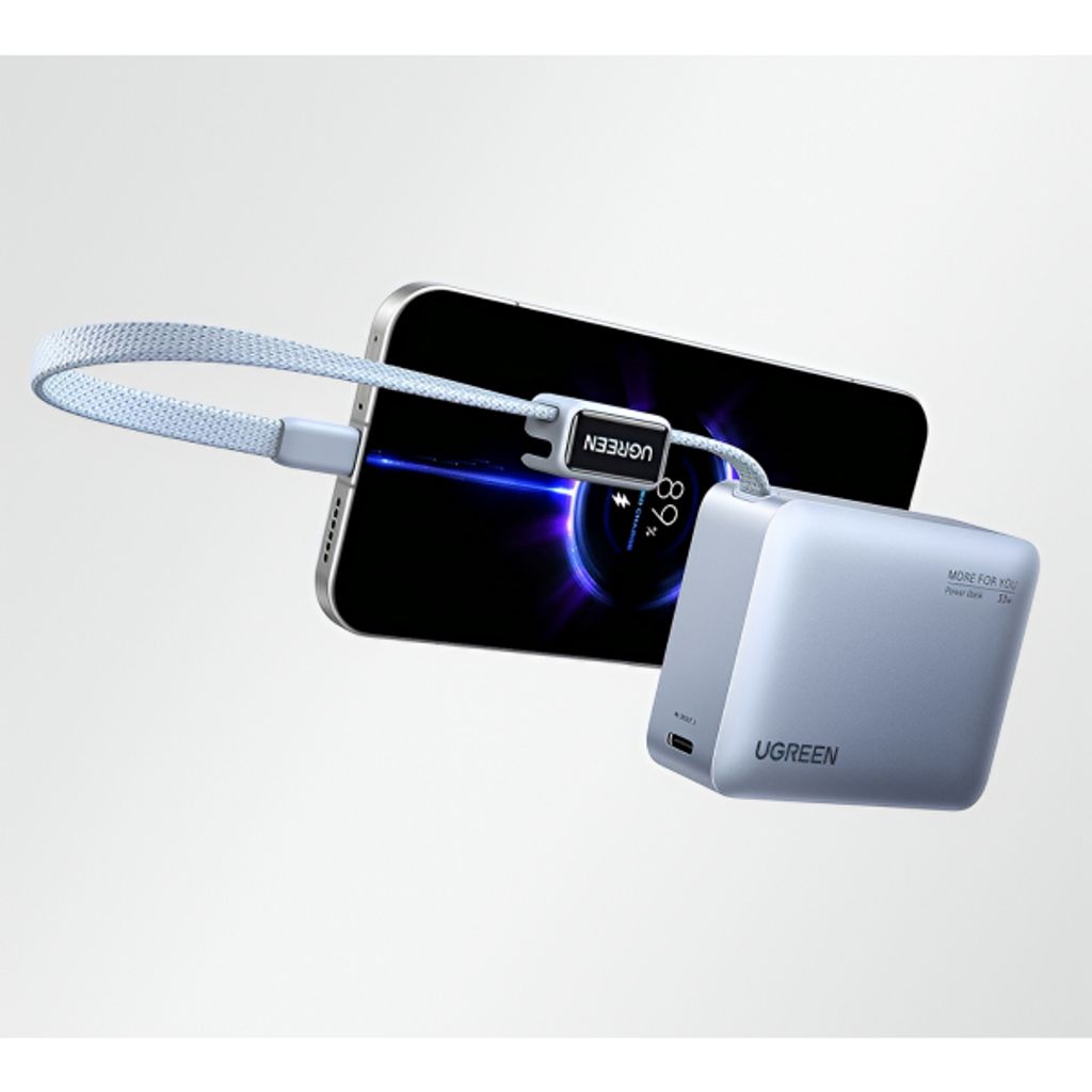 UGREEN PB584 33W Powerbank 10000mAh med USB-C kabel – Blå