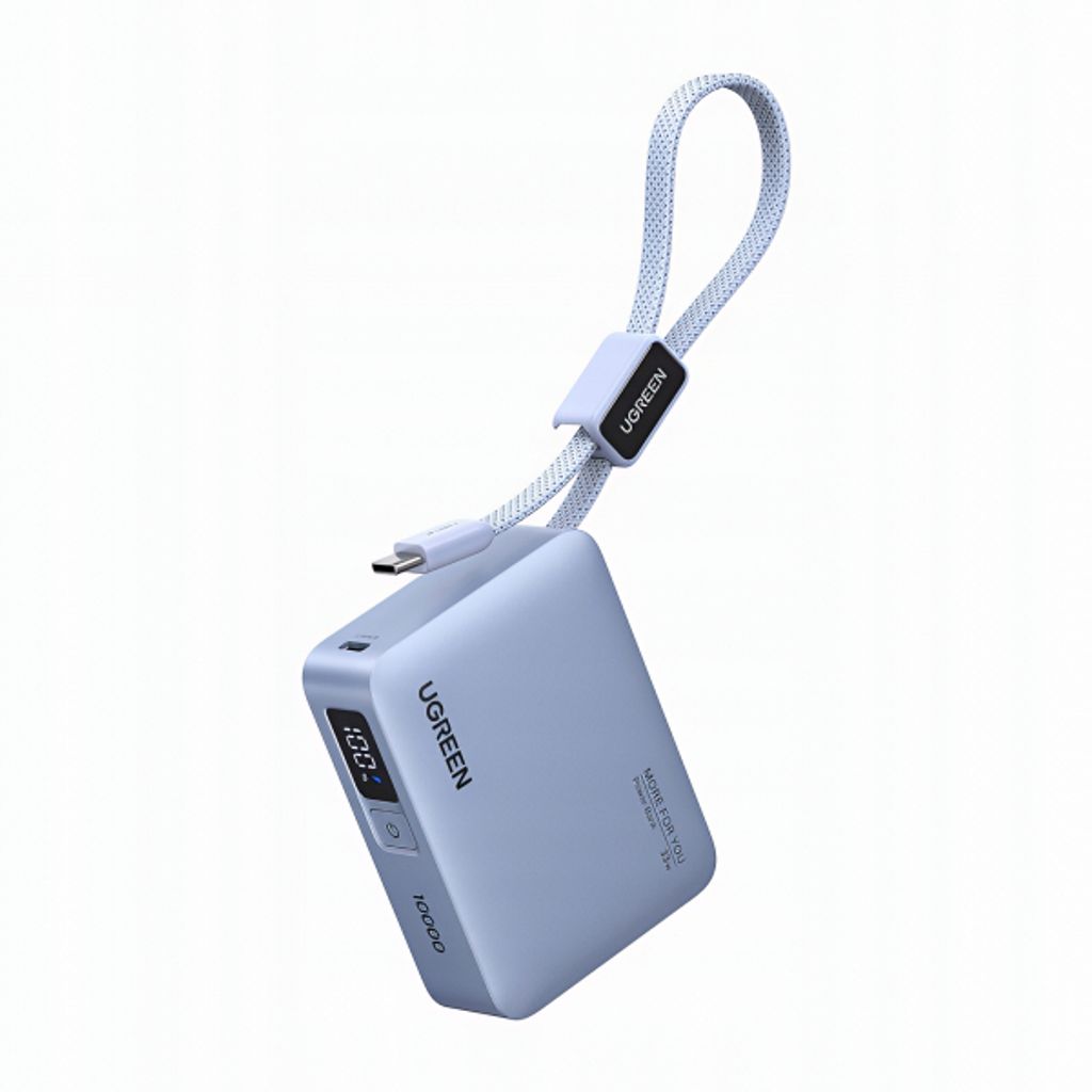 UGREEN PB584 33W Powerbank 10000mAh med USB-C kabel – Blå