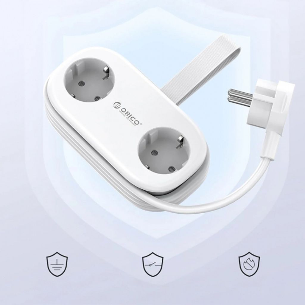 Orico AP3 Strømuttak 2x Schuko / 2x USB-A / 1x USB-C - Hvit