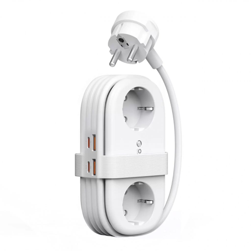 Orico AP3 2-vejs strømskinne med 2x USB-A & 2x USB-C – Hvid
