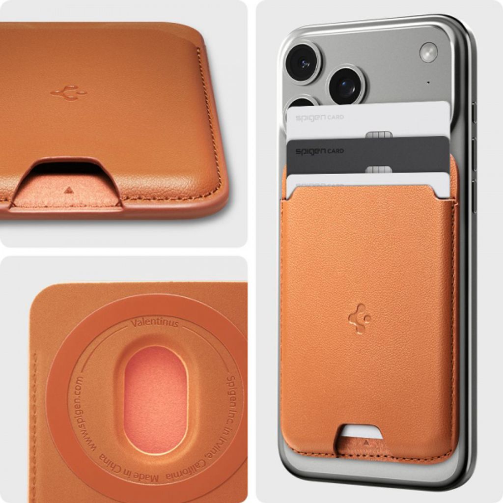 Spigen Valentinus MagFit Magnetisk Plånbok för Mobiltelefon – Orange