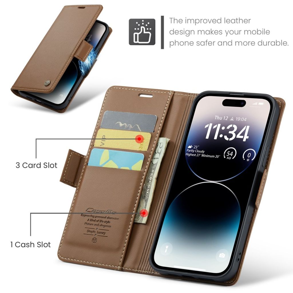 CASEME iPhone 15 Pro Max Cover with Card Slots - Brown
