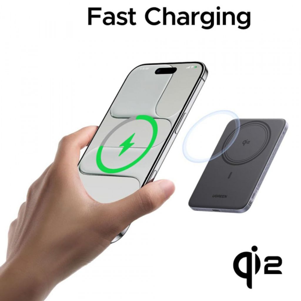 Ugreen PB580 Varavirtalähde 5000mAh MagSafe Langattomalla Latauksella - Harmaa