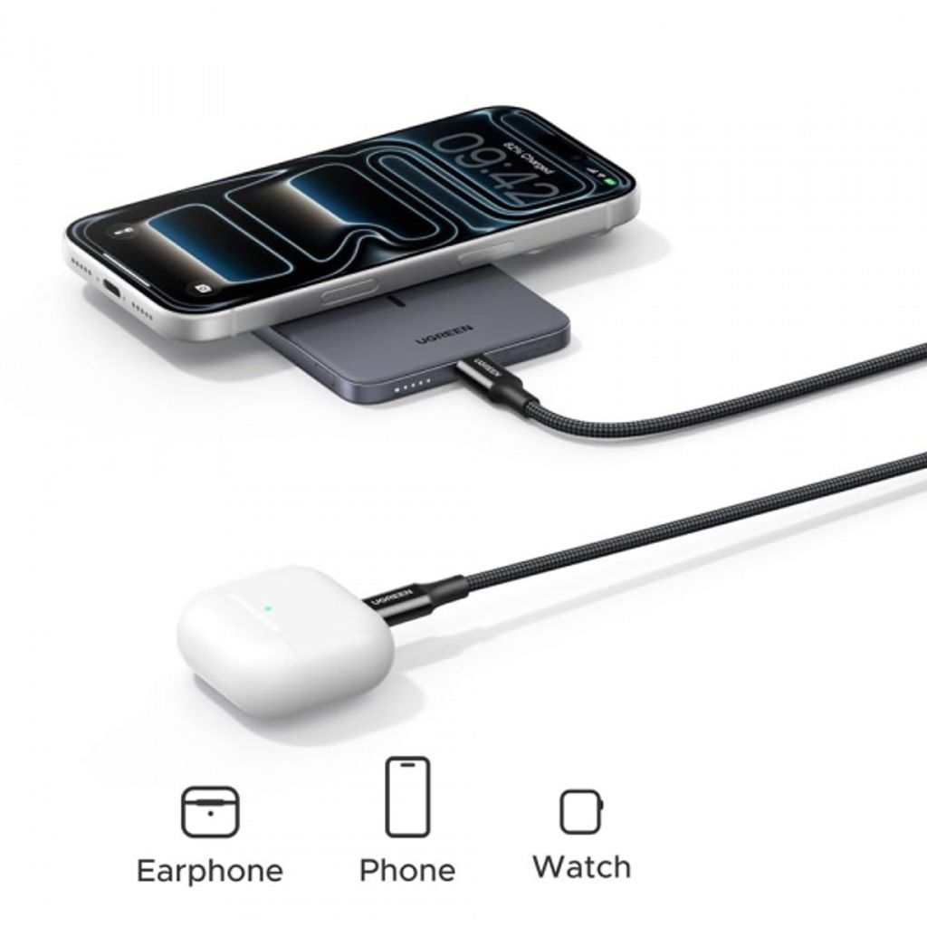 Ugreen PB580 Varavirtalähde 5000mAh MagSafe Langattomalla Latauksella - Harmaa