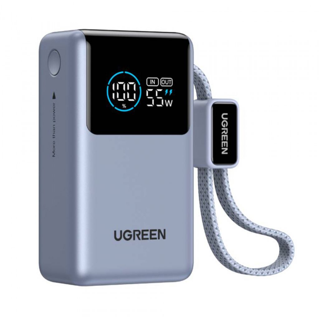 Ugreen 55W varavirtalähde Nexode Pro PB727 USB-C-kaapelilla - harmaa