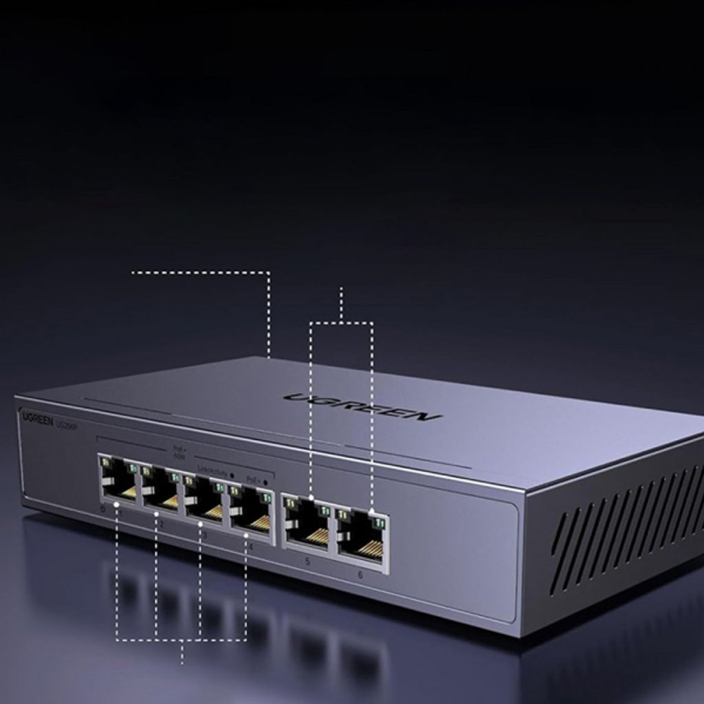 Ugreen Ethernet-kytkin CM741 4 porttia - harmaa