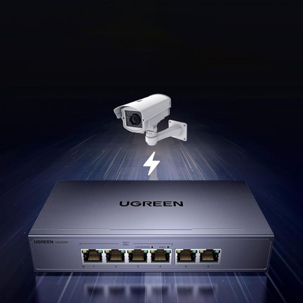 Ugreen Ethernet-kytkin CM741 4 porttia - harmaa