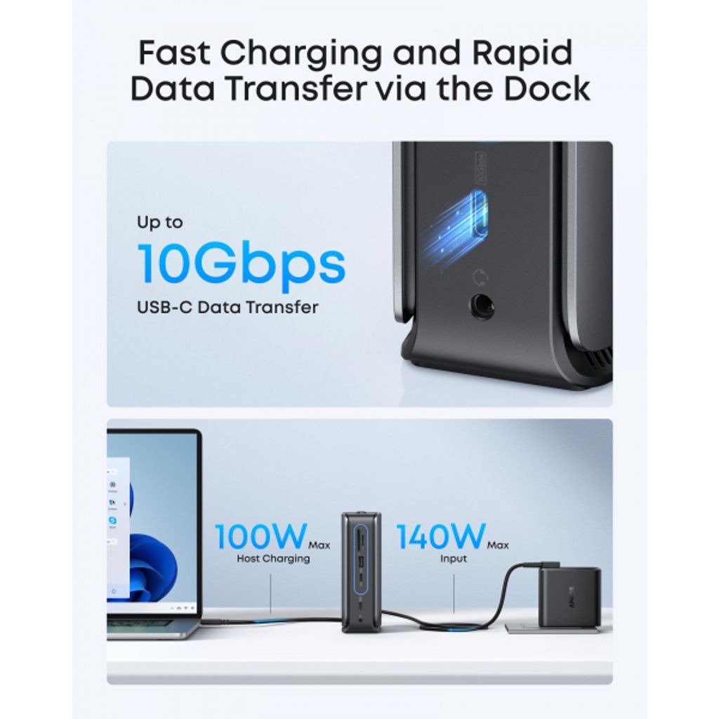 Anker 13-in-1 Monitoimikeskitin USB-C-kaapelilla - Harmaa
