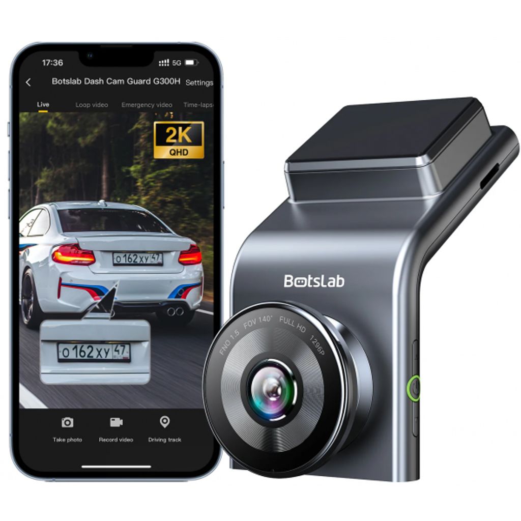 Botslab G300H Plus Bilkamera Främre + Bakre 4K, Wi-Fi, GPS, 2.4" LCD - Grå