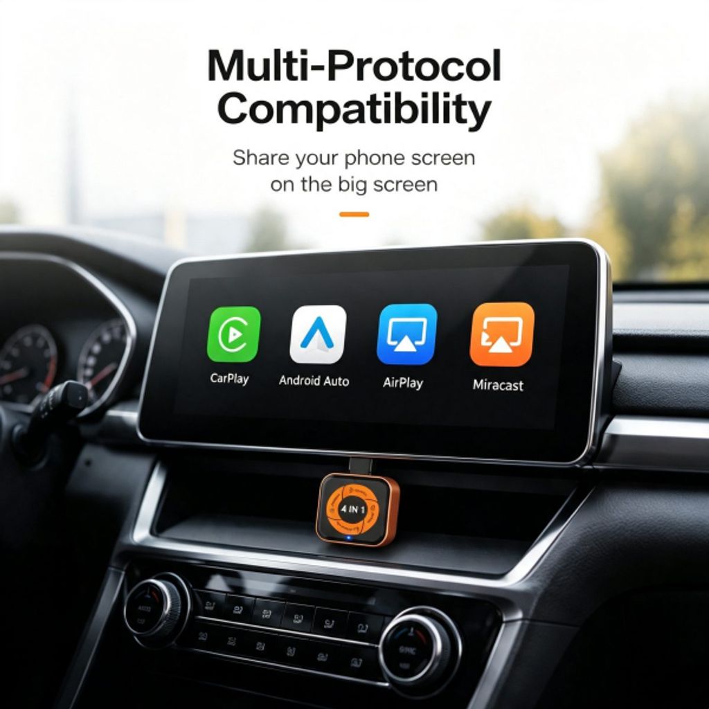 Carlinkit Mini Ultra6 trådløs Carplay / Android Auto-adapter – svart/oransje