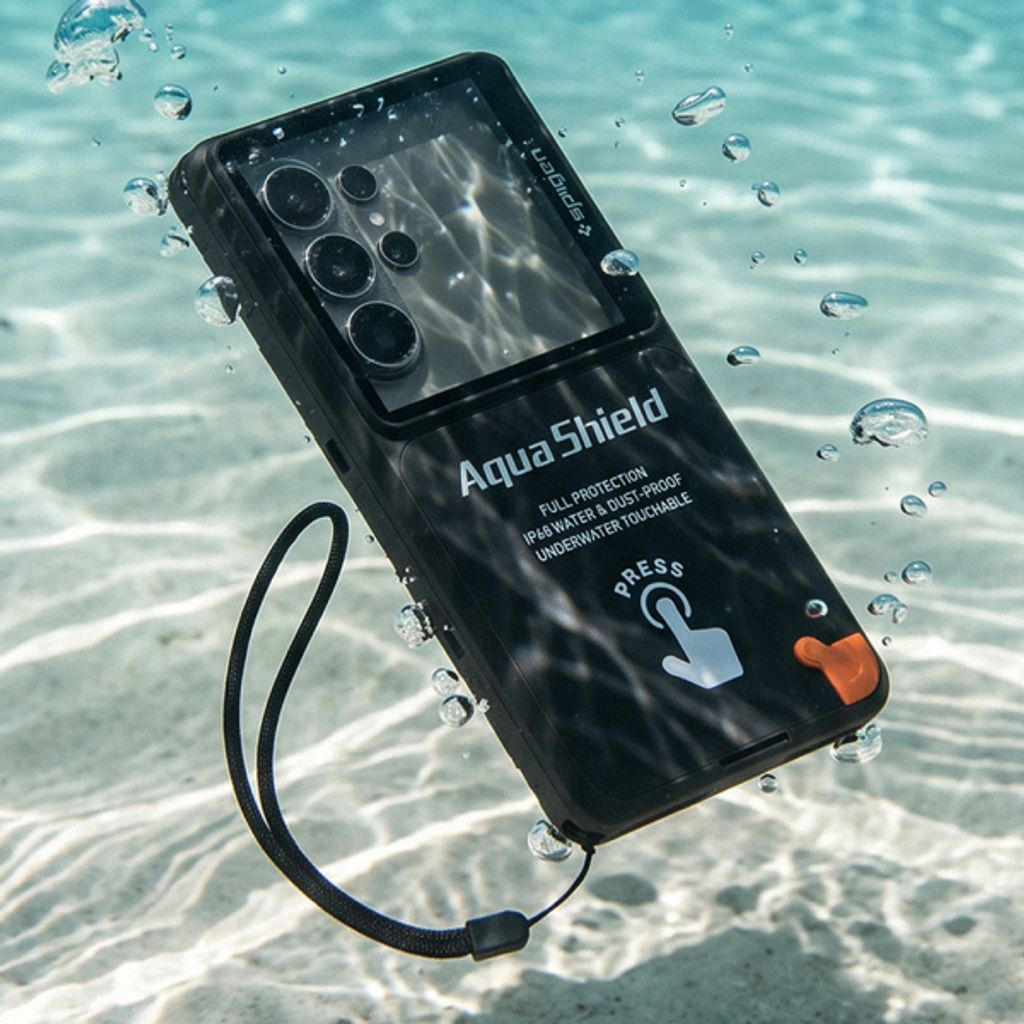 Spigen Aqua Shield A604 Vedenpitävä Suojakuori Jopa 6,9" Näytölle - Musta