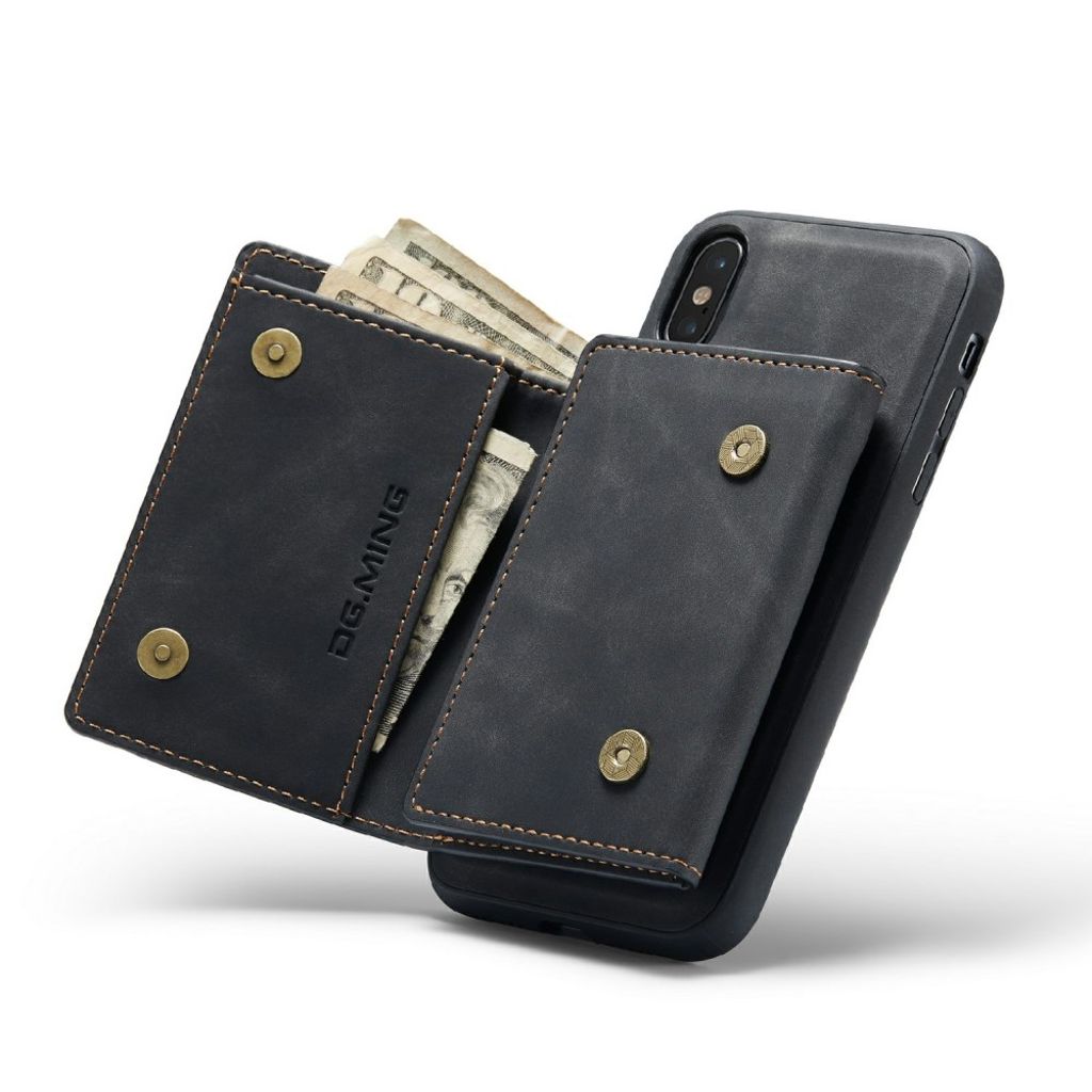 DG.MING iPhone X/XS Plånboksskal Magnetiskt Hybrid – Svart