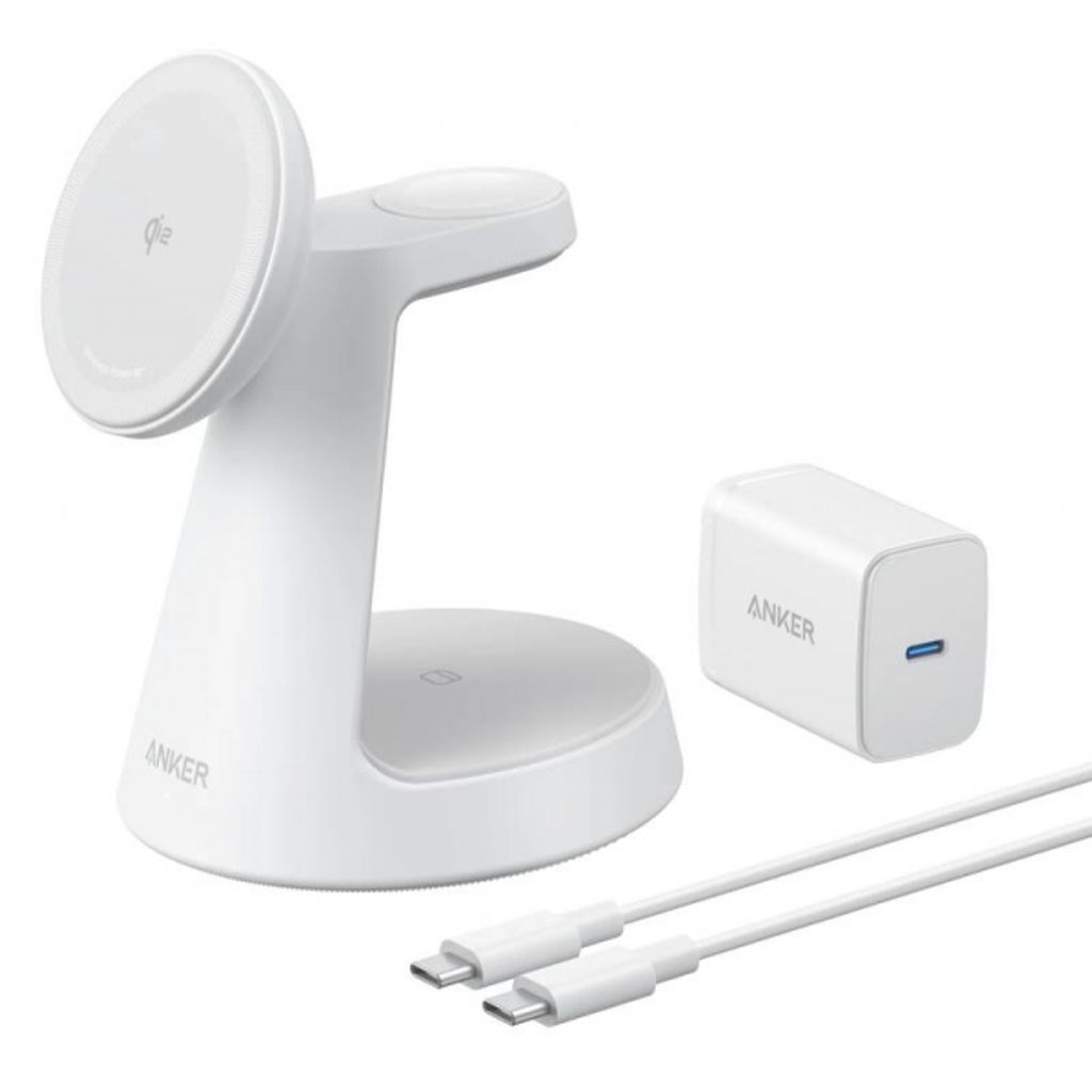Anker MagGo 3i1 trådløs oplader 15W – Hvid