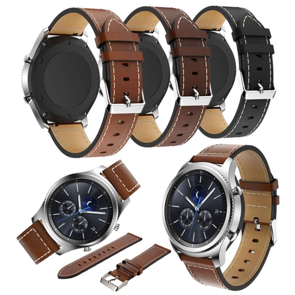 Samsung Gear S3 Frontier Urrem Ægte Læder – Sort