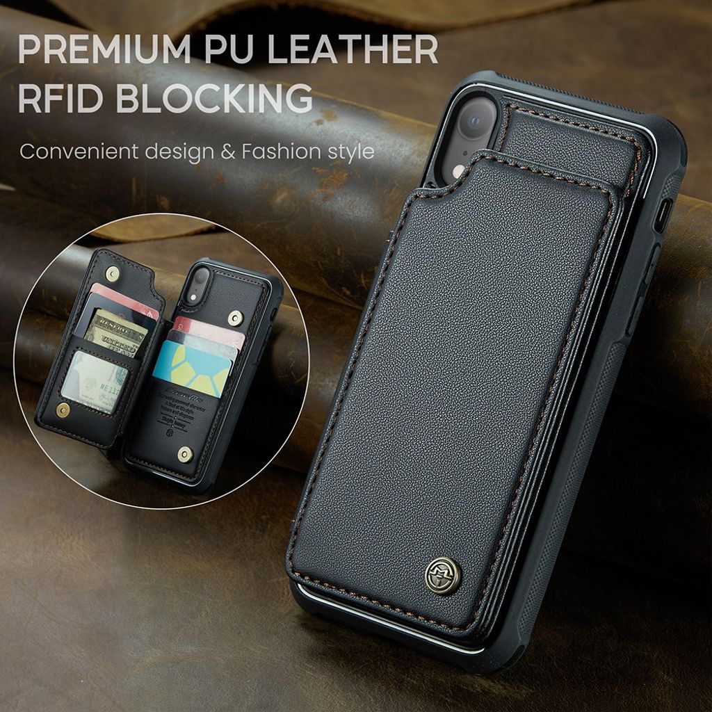 CASEME iPhone XR Plånboksskal RFID-blockerande Kortfack – Svart