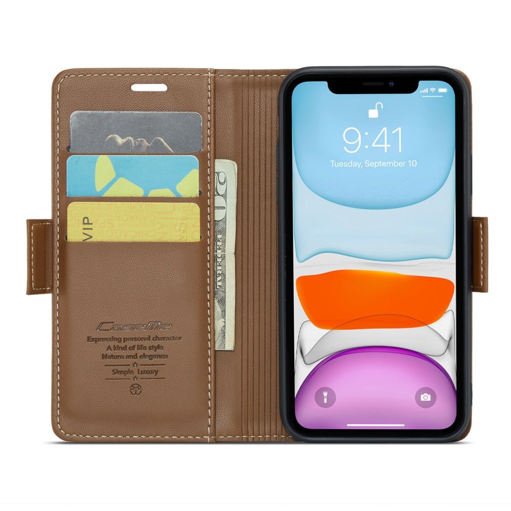 CASEME iPhone 11 Kotelo Korttipaikka - Ruskea