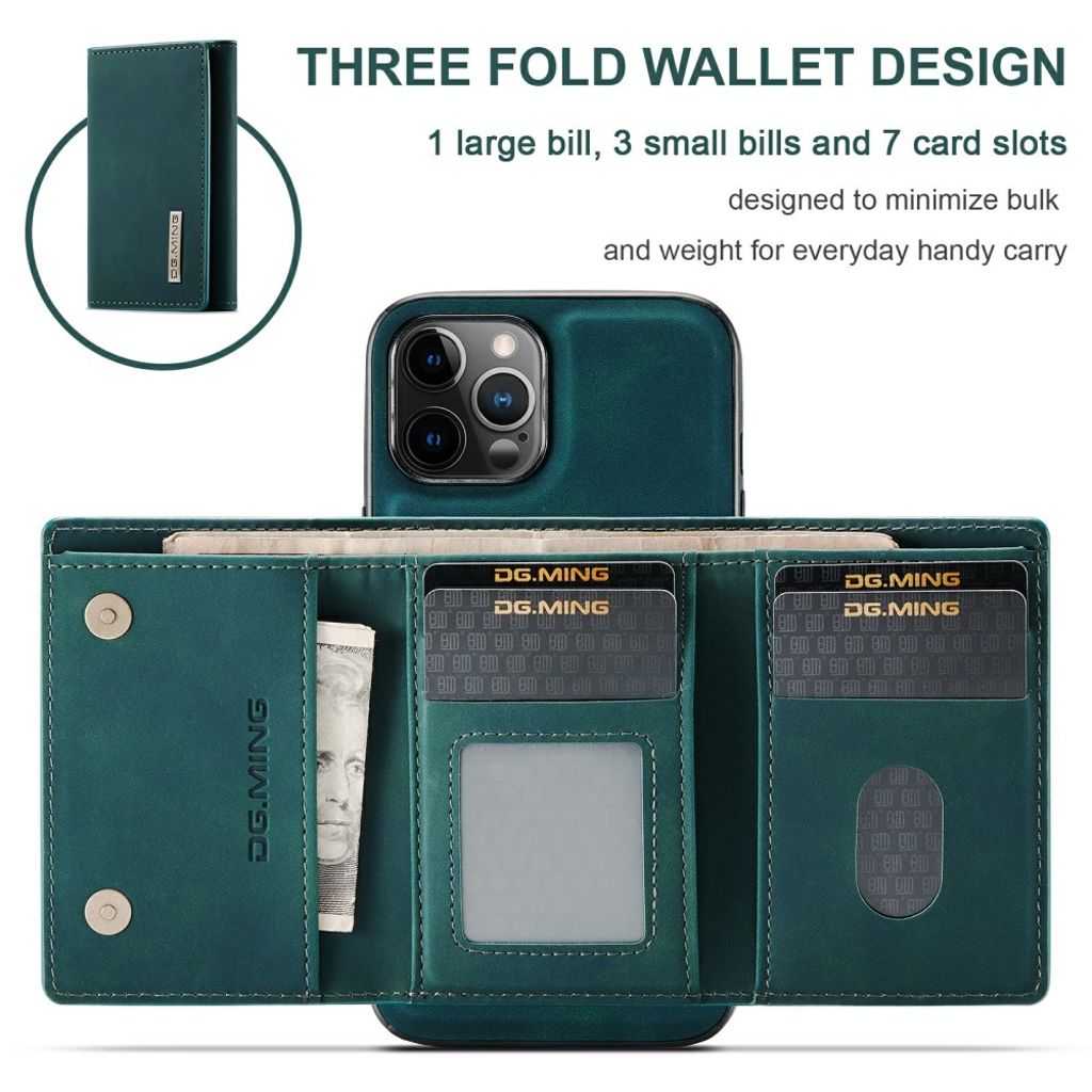 DG.MING iPhone 13 mini Wallet Case with Kickstand – Green