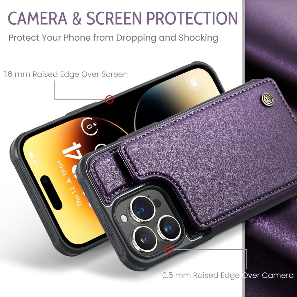 CASEME iPhone 14 Pro Max Wallet Case RFID Blocking - Purple