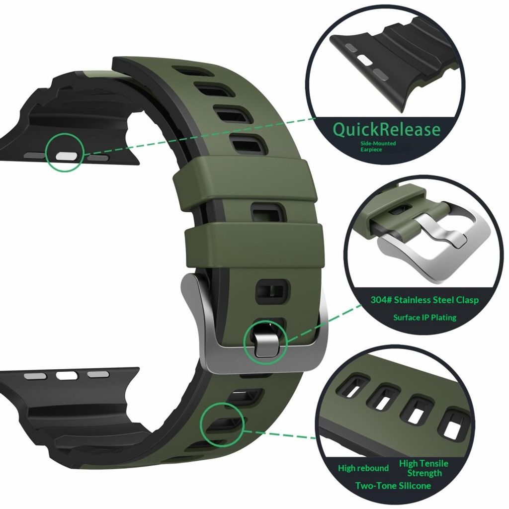 Apple Watch 49/46/44/42mm Tvåfärgat Klockarmband Silikon - Blå/Svart