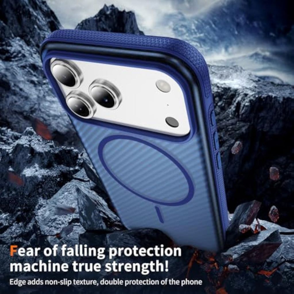 iPhone 18 Pro Max/17 Pro Max MagSafe-kompatibelt Karbonfiberdeksel – Blå