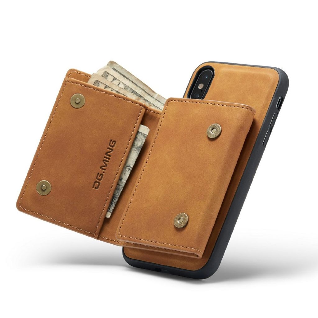 DG.MING iPhone X/XS Magneettinen Lompakkokuori – Ruskea