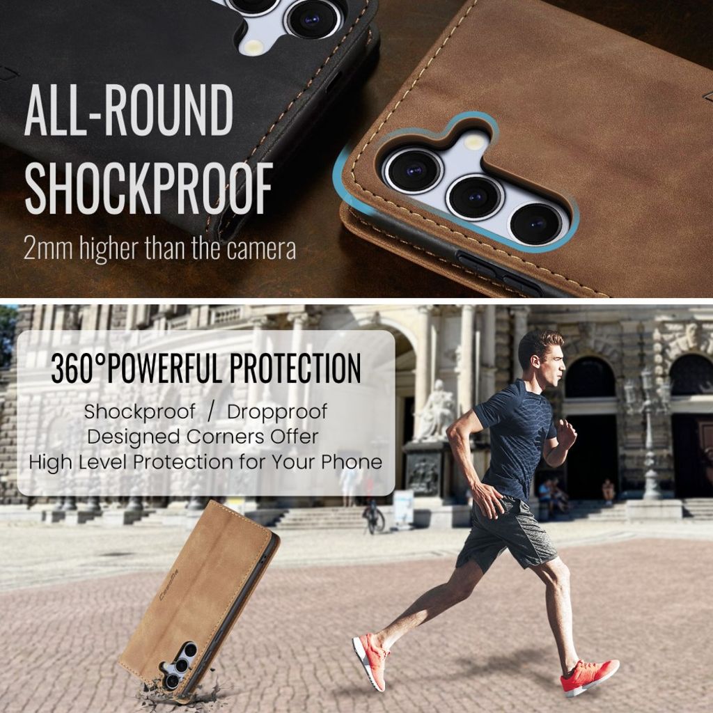 CASEME Samsung Galaxy S25 FE Plånboksfodral med Kortfack - Brun