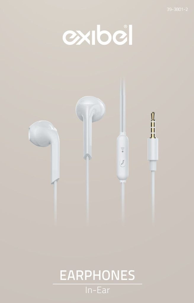 Exibel in ear-hörlurar med sladd och mikrofon 3,5 mm - Vit