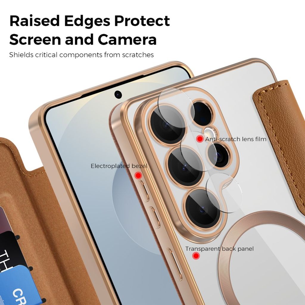 Samsung Galaxy S26 Ultra Plånboksfodral Magsafe RFID-blockerande – Brun