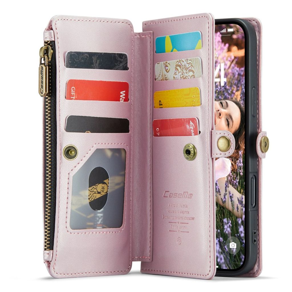 CASEME iPhone 16 Plus Cover with 10 Card Slots - Pink