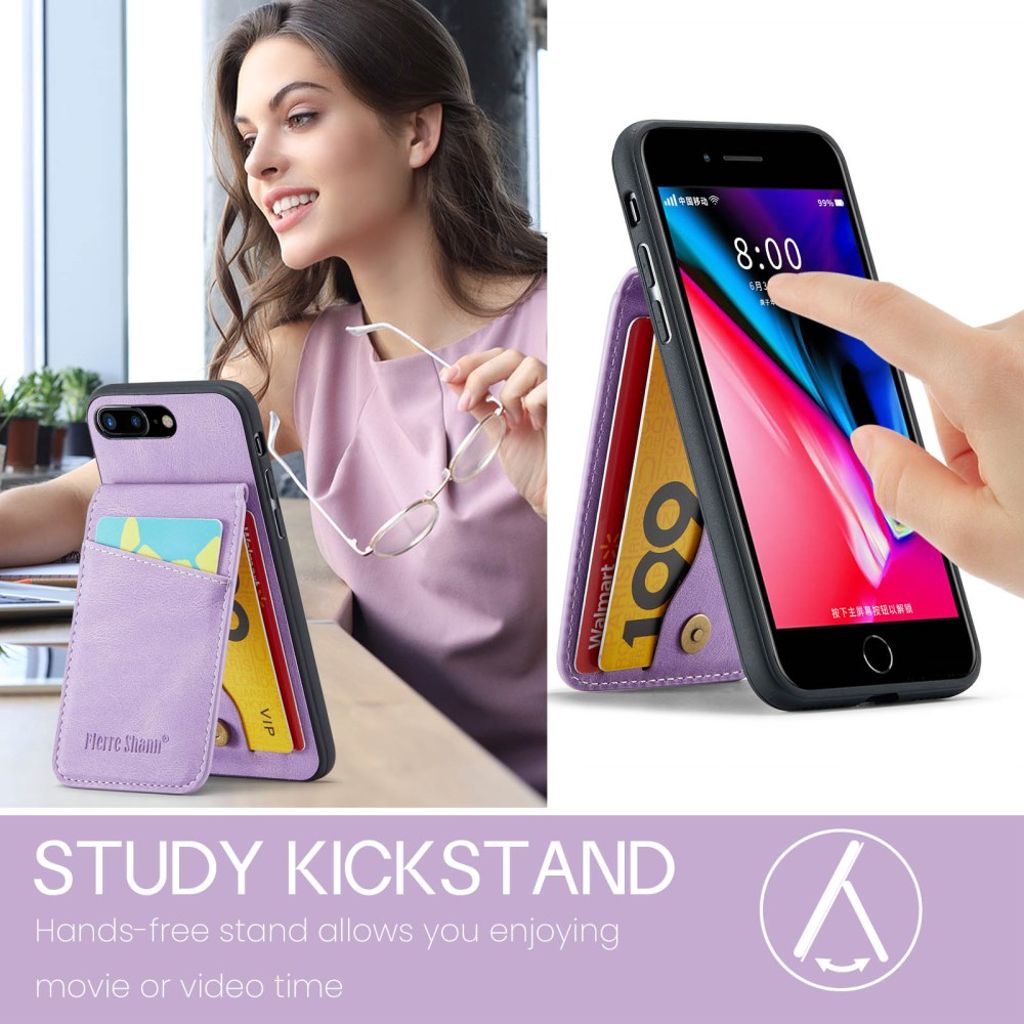 FIERRE SHANN iPhone 7 Plus / 8 Plus Skal med Kortfack - Lila
