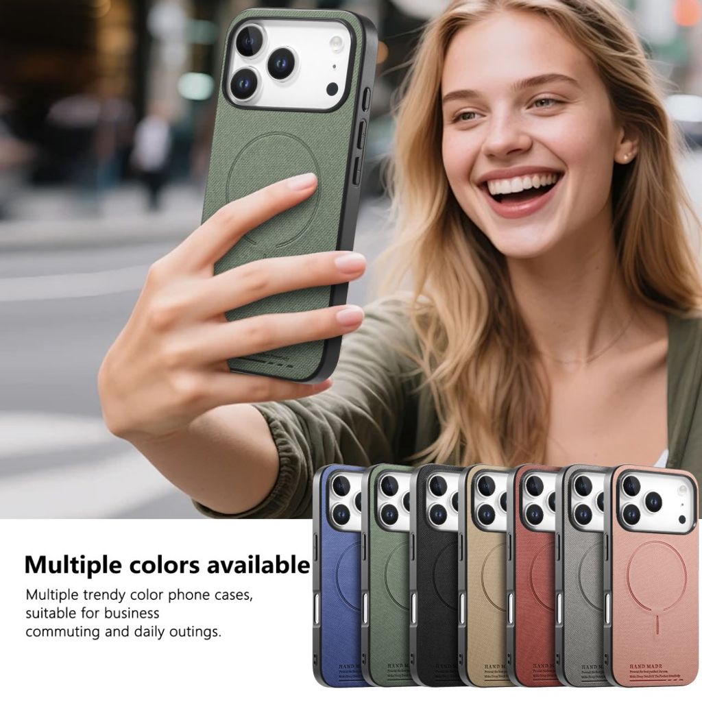 iPhone 17 Pro & iPhone 18 Pro MagSafe-kompatibelt cover i stoftekstur – grøn