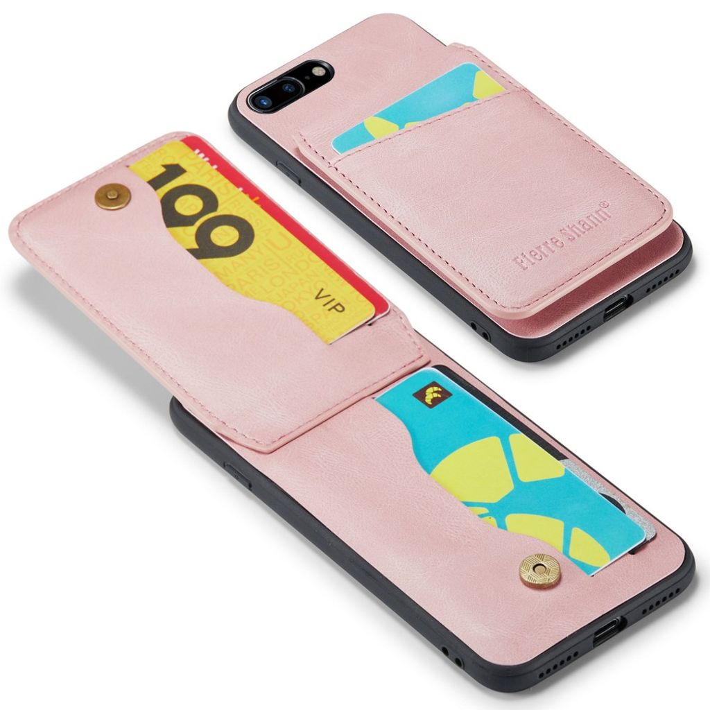 FIERRE SHANN iPhone 7 Plus / 8 Plus Cover med Kortplads - Lyserød