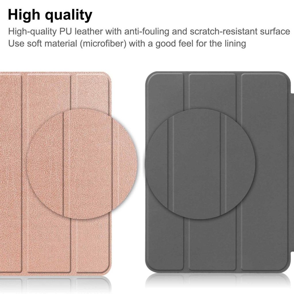 iPad A16 11" 2025/10.9" 2024 Tri-fold flip cover i PU-læder med holder til styluspen - Rose guld