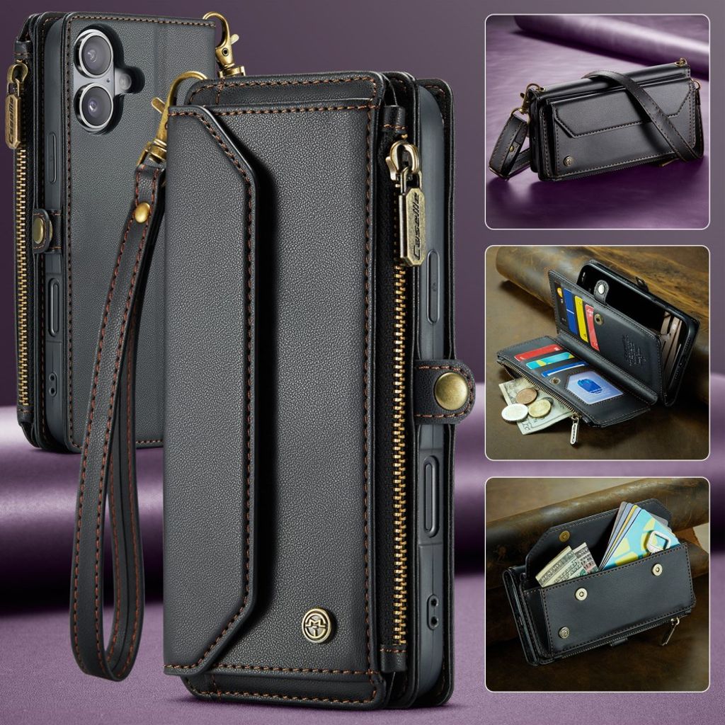 CASEME iPhone 16 Plus Cover with 10 Card Slots - Black