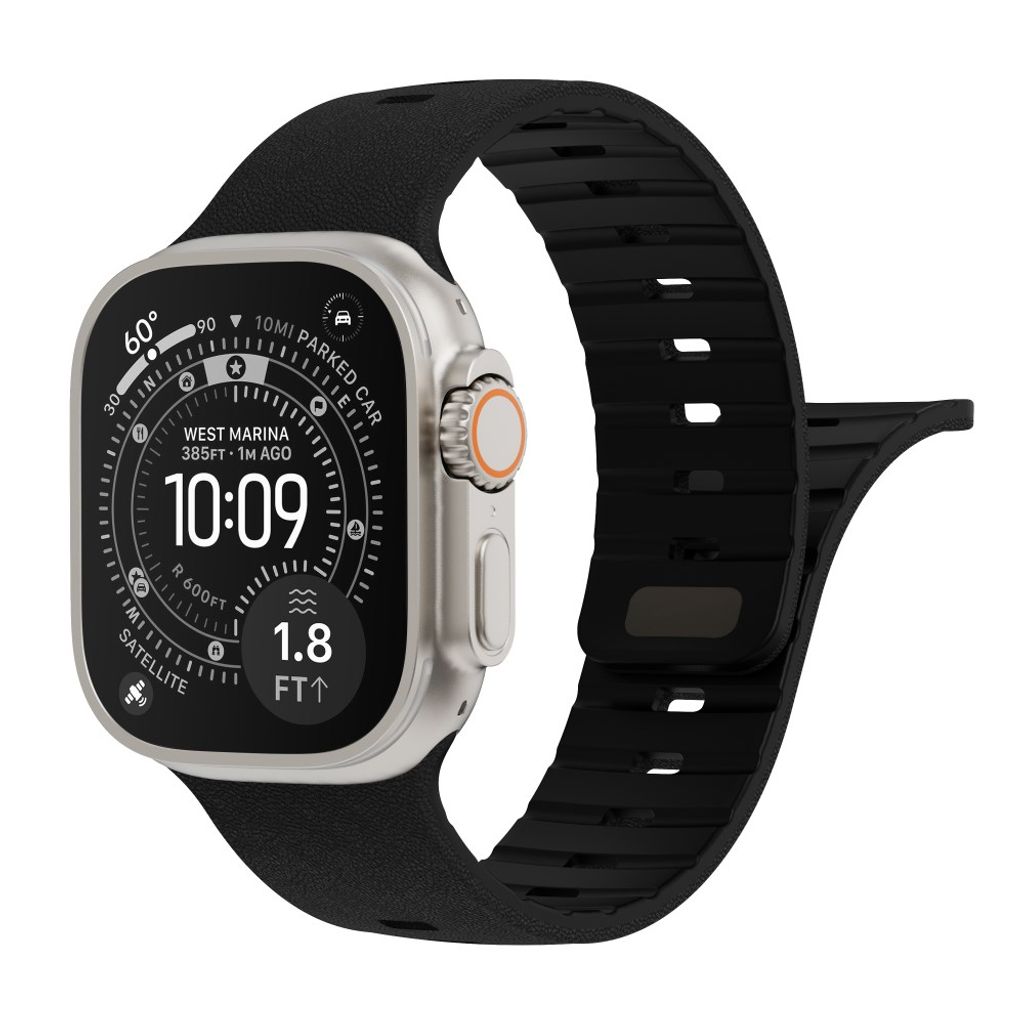 Apple Watch 42/41/40/38mm Klockarmband i texturerat silikon - Svart