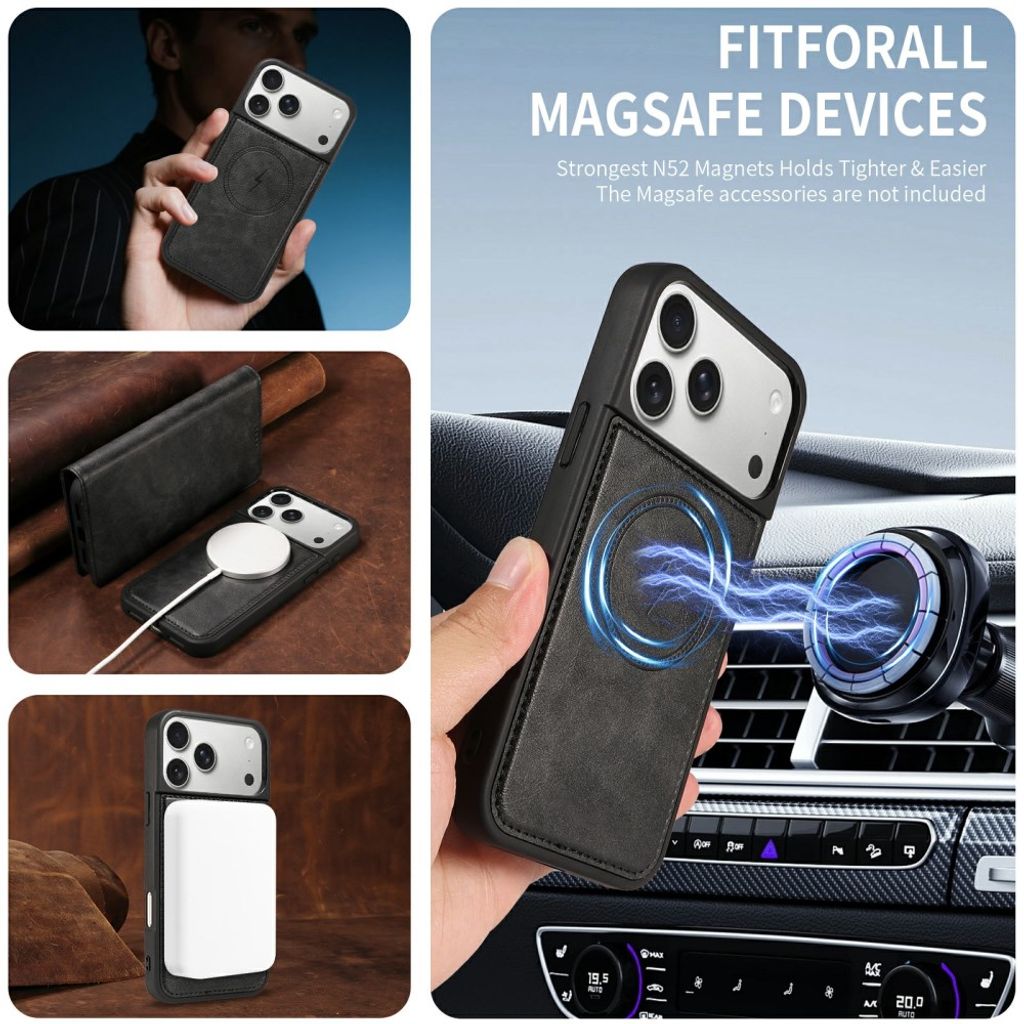 iPhone 18 Pro Max/17 Pro Max Irrotettava MagSafe-lompakkokotelo - Musta