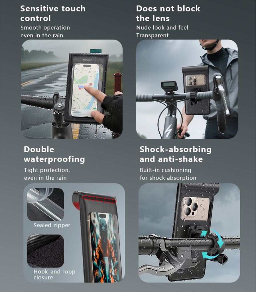 Yesido Vanntett veske til sykkeltelefon med 360° rotasjon