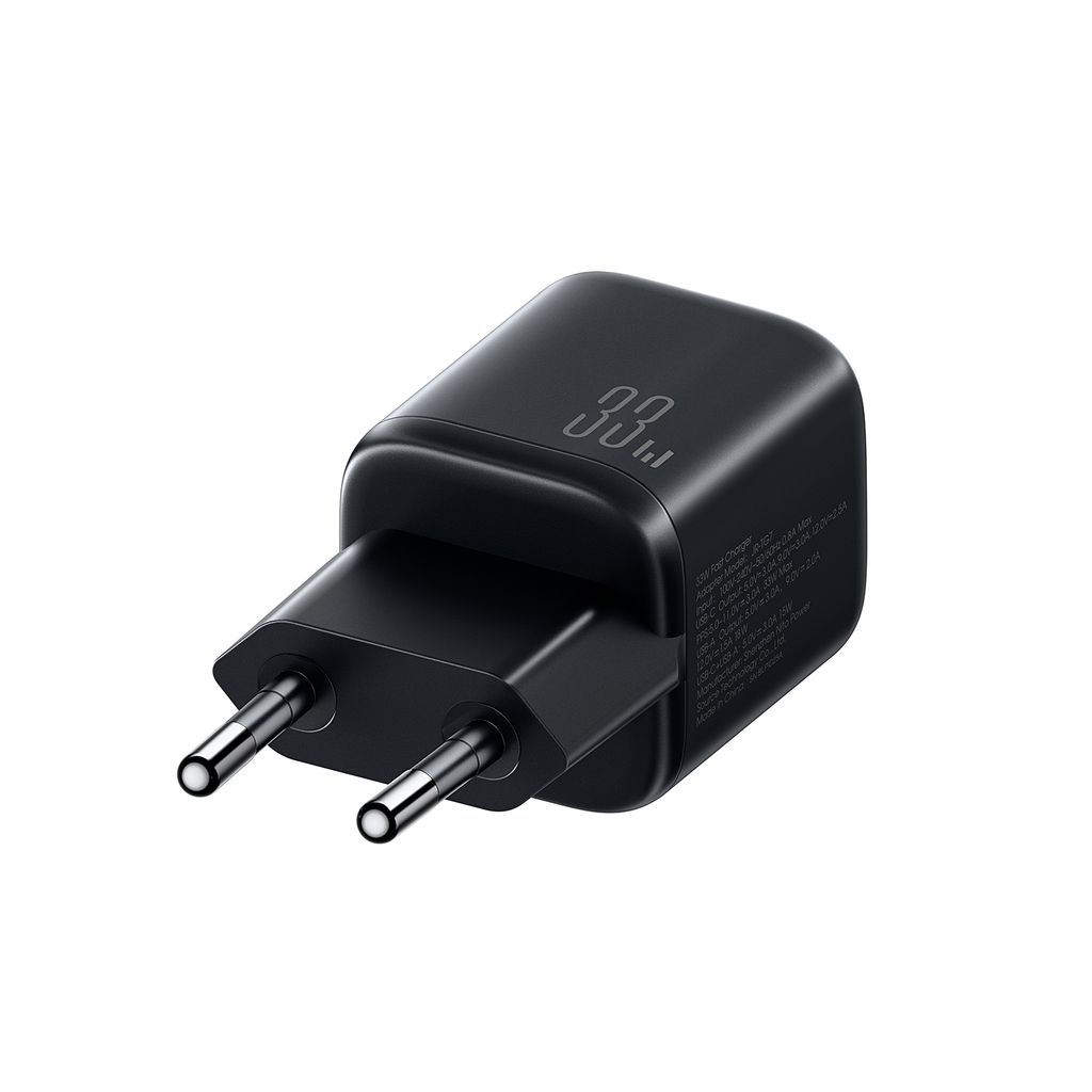 Joyroom JR-TG7 dubbelladdare 33W + A9 USB-C-kabel 60W 1m – svart