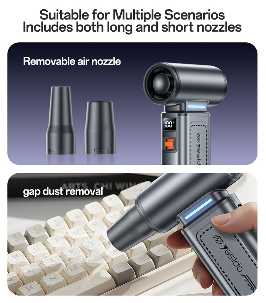 YESIDO YF19 3-i-1 handhållen fläkt / dammblåsare / dammsugare