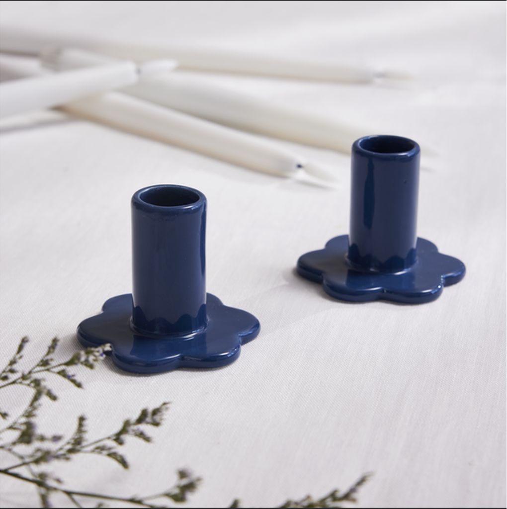 Star Trading ljushållare 2-pack Bloom – blå