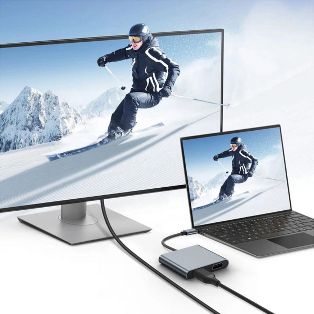 Tech-Protect HB08 4-i-1 USB-C-adapter till USB-C/USB-A/ x HDMI 4K 60Hz