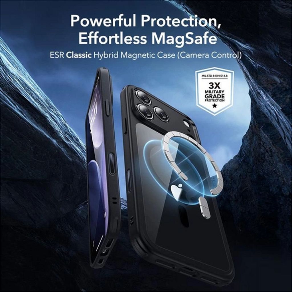 ESR Classic Hybrid MagSafe Set Deksel & Skjermbeskytter till iPhone 17 Pro Max - Svart/Gjennomsiktig