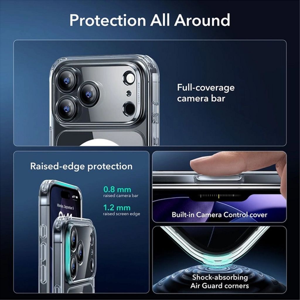 ESR Classic Hybrid MagSafe Set Deksel & Skjermbeskytter till iPhone 17 Pro Max - Gjennomsiktig