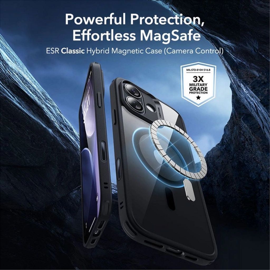 ESR Classic Hybrid MagSafe Set Case & Screen Protector for iPhone 17 - Clear Black