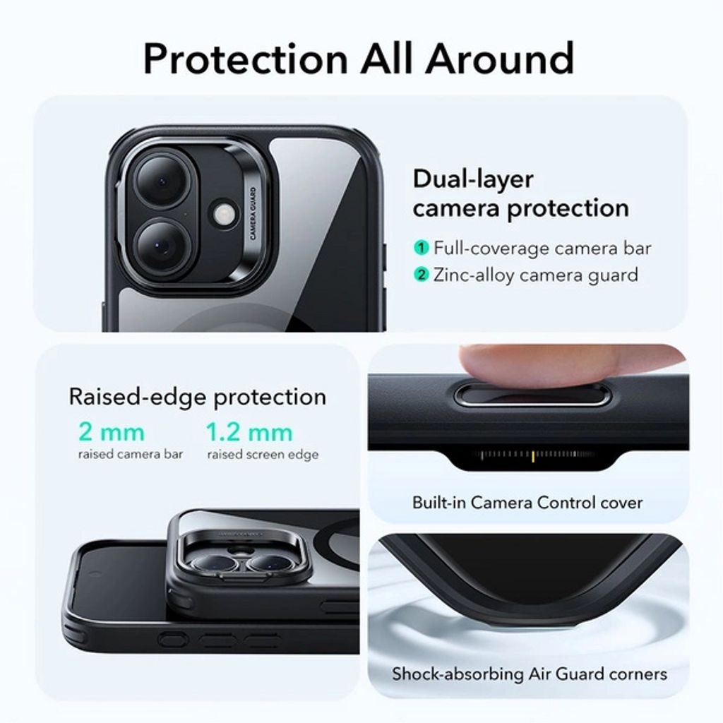 ESR Classic Hybrid Kickstand MagSafe Case for iPhone 17 - Clear Black